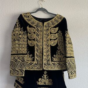 Black and Gold Embroidered Algerian Traditional Outfit